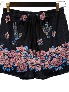 YoungLA Block Party Hummingbird Floral Mesh Shorts Black L